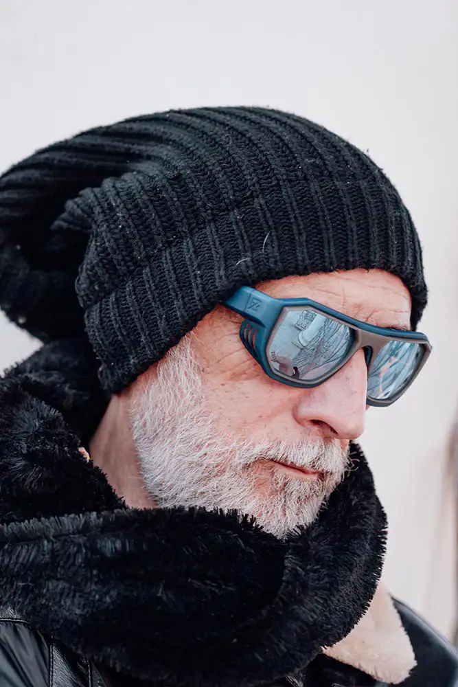 Zirkel Optics Sawtooth Glacier Blue worn by Aldo Farinola in a TEF lifestyle shoot