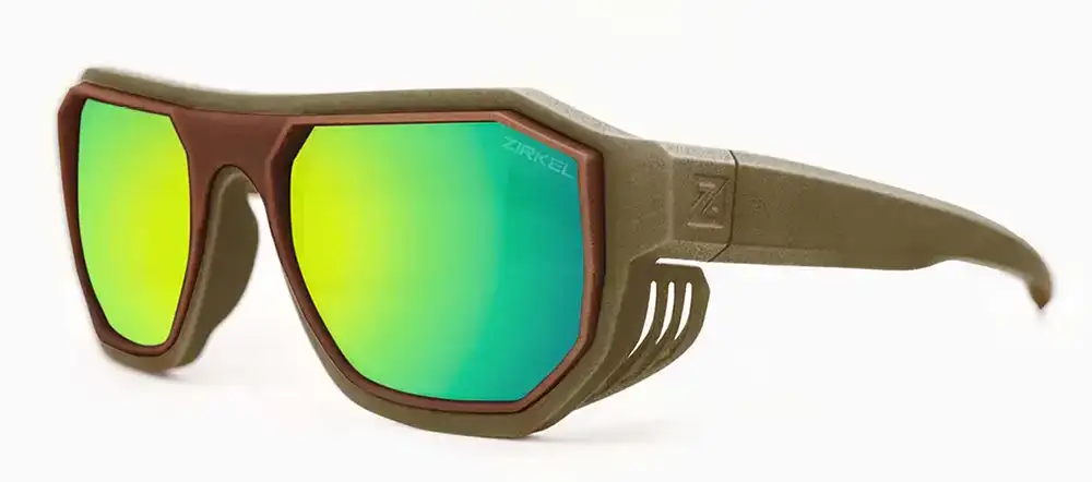 Zirkel Optics Sawtooth in an olive frame with mirrored performance lens