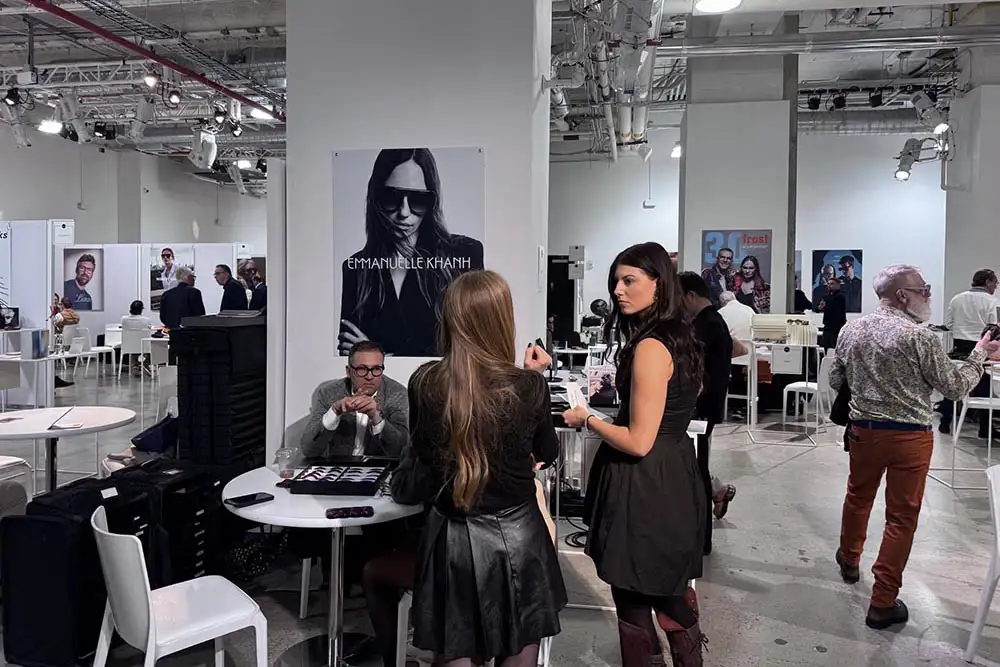 Independent eyewear trade show New York showing buyers reviewing eyewear collections at LOFT