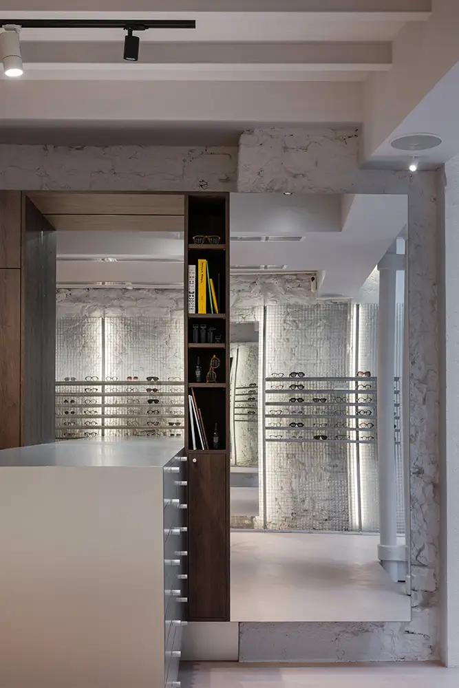 Independent designer eyewear displayed inside LOULOU Opticiens Lyon