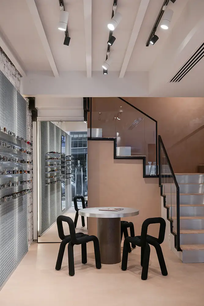 Interior architecture detail at LOULOU Opticiens Lyon