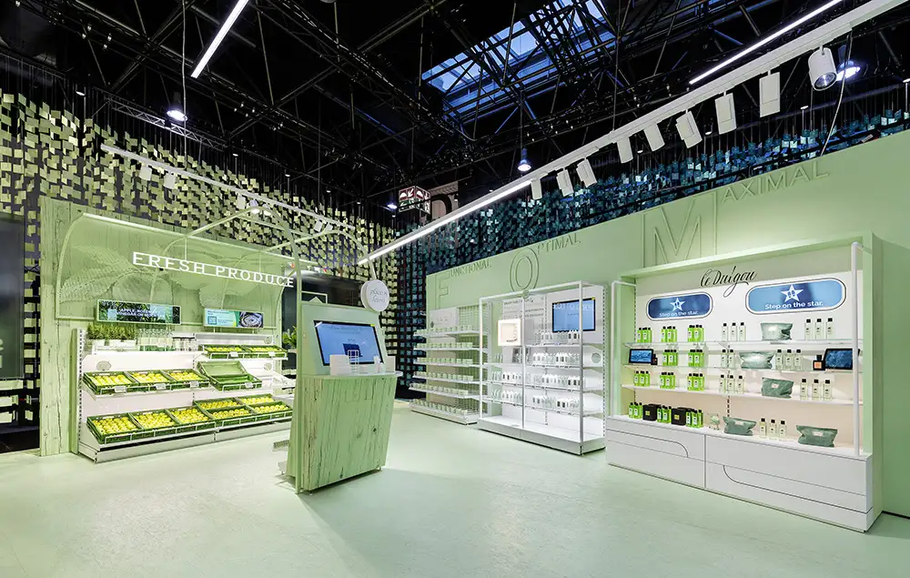 umdasch The Store Makers Creation area at EuroShop 2026 with interactive LED wall visualising the retail design process.