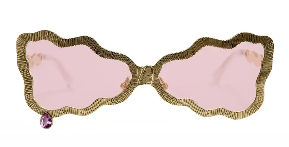 fine jewellery eyewear tuxedo frame with pink sapphire gemstone detail