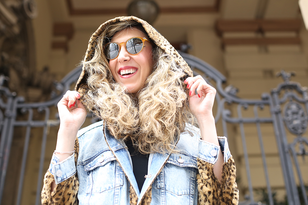 Chantal Goldfinger wearing Serengeti Leonora sunglasses in a cinematic lifestyle shoot setting