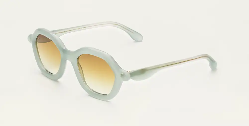 Nouvelle Fiction Sun collection C2 light blue acetate sunglasses with yellow lenses