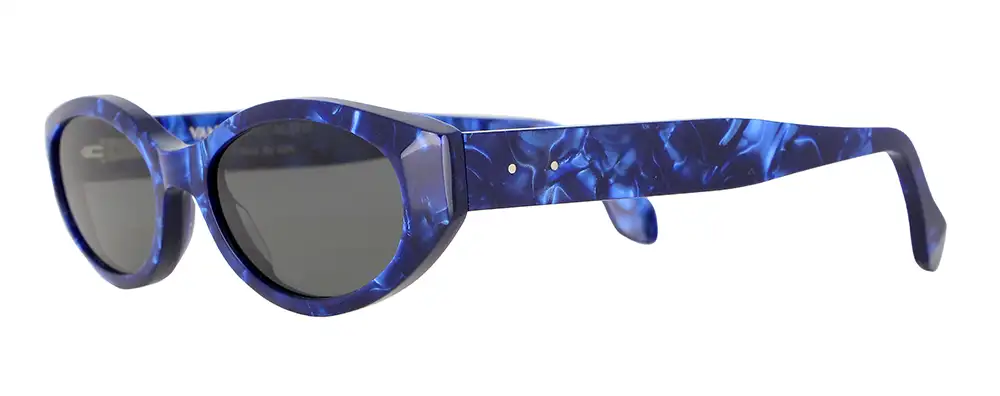 VANNI x Oscalito AURORA sunglasses in blue patterned acetate with rounded cat-eye shape