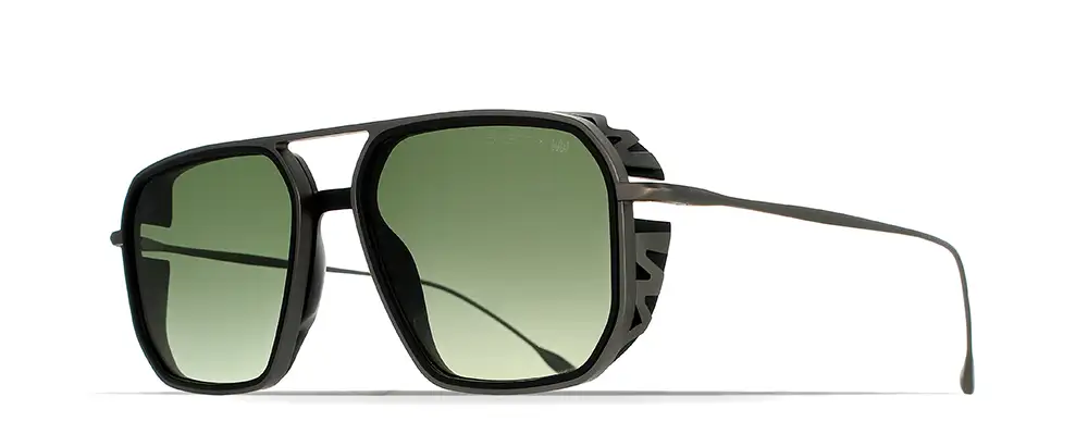 Front view of the WW2026 limited edition eyewear with green polarized lenses and stainless-steel construction.