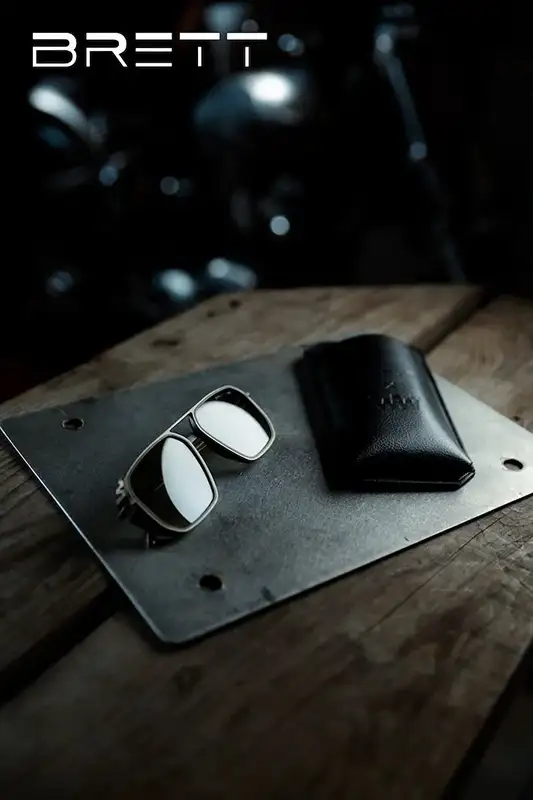 WW2026 limited edition eyewear by BRETT Eyewear displayed with its dedicated carrying case.